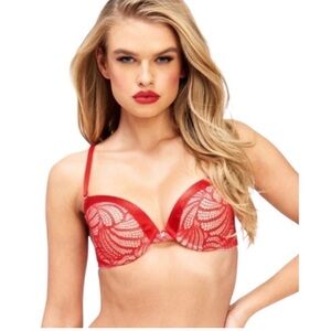 Frederick's of Hollywood Bra 32C Extreme Cleavage Red